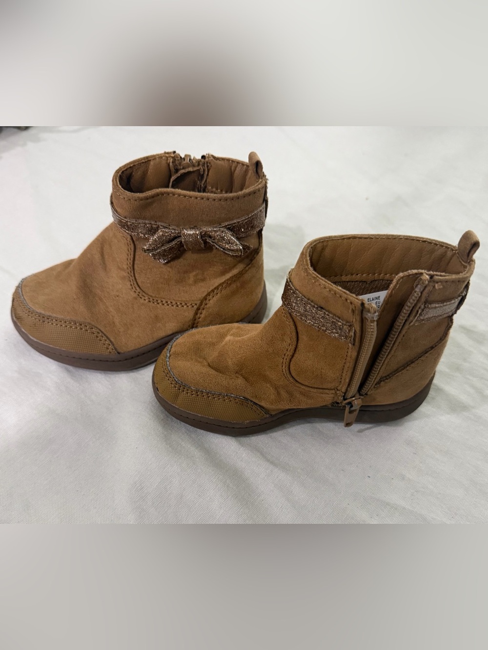 Kids Brown Suede Bow Ankle Boots